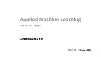 Applied Machine Learning  Applied Machine Learning  Decision Trees  Siamak Ravanbakhsh  Siamak
