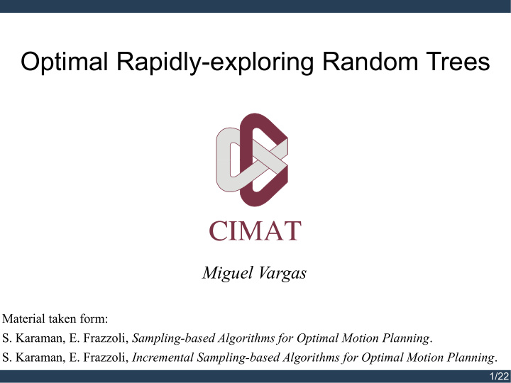 optimal rapidly exploring random trees