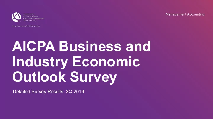aicpa business and industry economic outlook survey