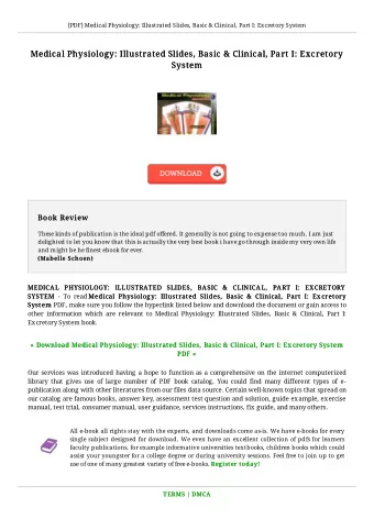 Medical Physiology: Illustrated Slides, Basic &amp; Clinical, Part I: Excretory  Medical