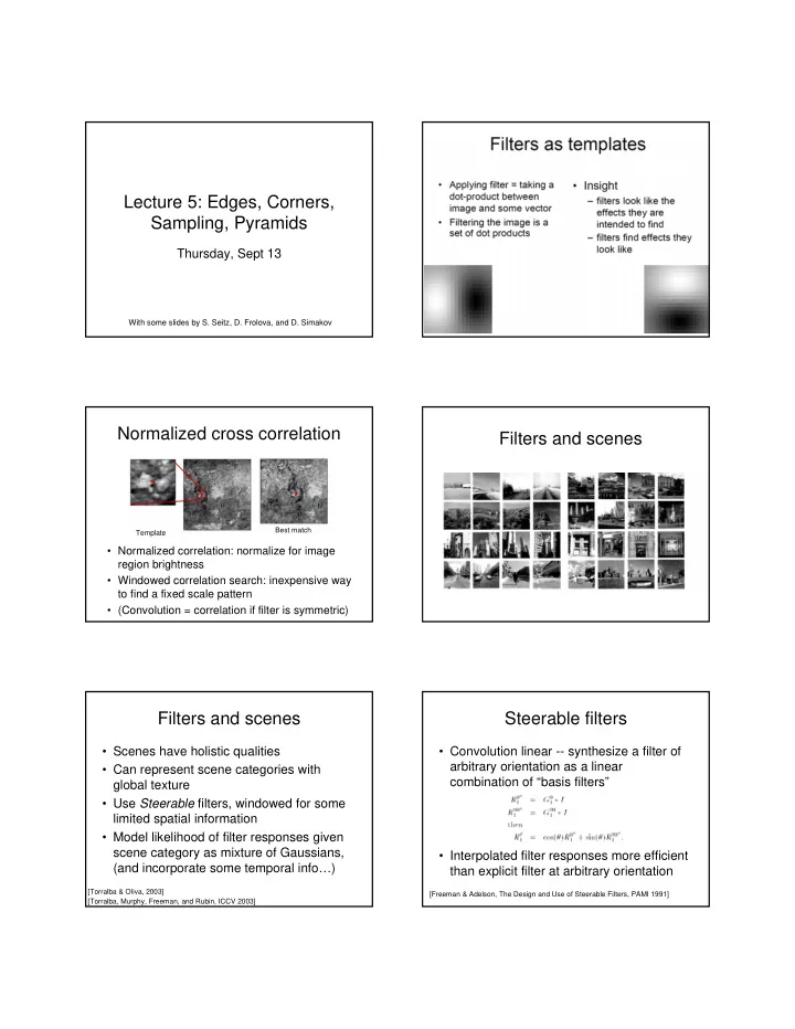 lecture 5 edges corners sampling pyramids