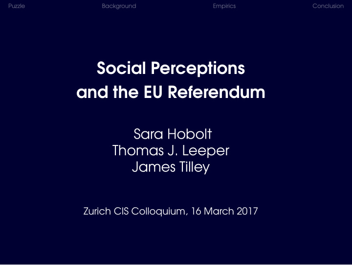 social perceptions and the eu referendum
