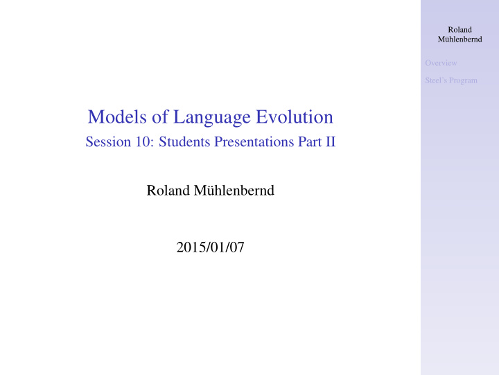 models of language evolution