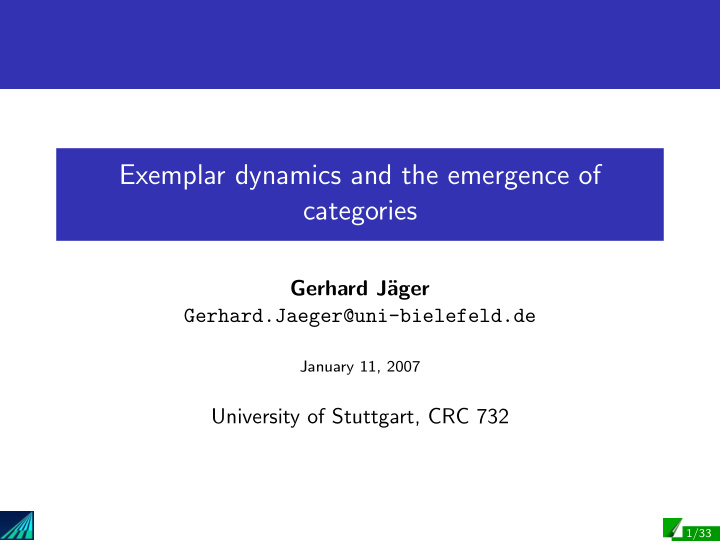 exemplar dynamics and the emergence of categories
