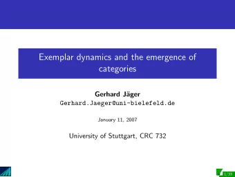 Exemplar dynamics and the emergence of  categories  Gerhard J  ager