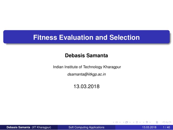 fitness evaluation and selection