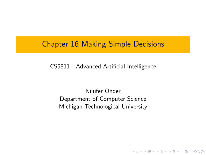 chapter 16 making simple decisions