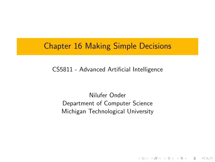 chapter 16 making simple decisions