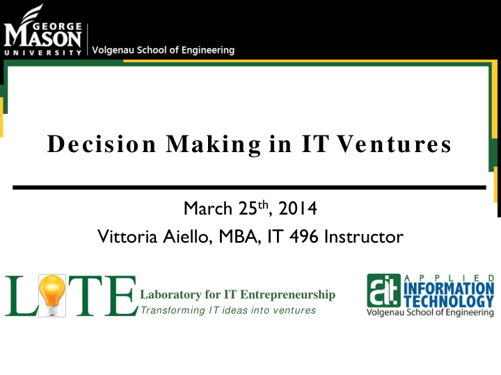 decision making in it ventures