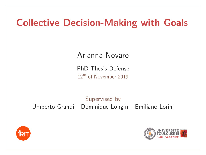collective decision making with goals