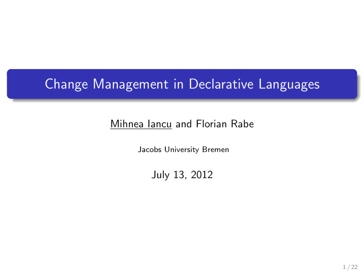 change management in declarative languages