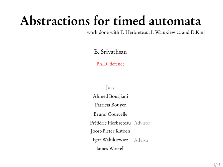 abstractions for timed automata