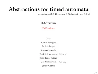 Abstractions for timed automata  work done with F. Herbreteau, I. Walukiewicz and D.Kini  B.