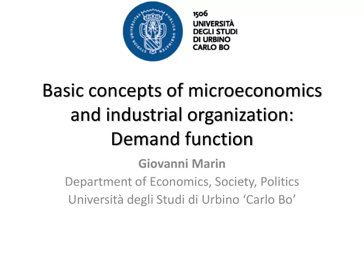 basic concepts of microeconomics and industrial