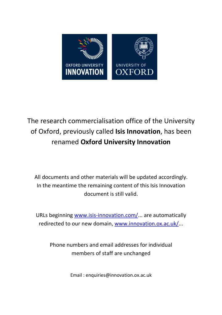 the research commercialisation office of the university