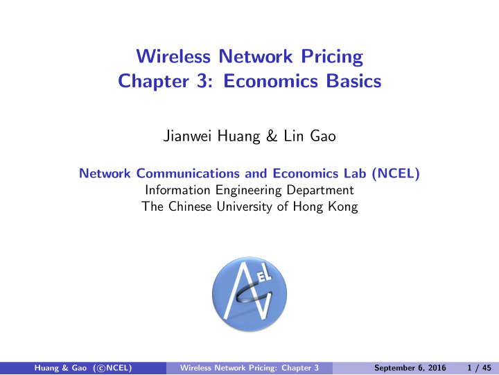 wireless network pricing chapter 3 economics basics