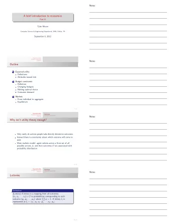 A brief introduction to economics  Part II  Tyler Moore  Computer Science &amp; Engineering