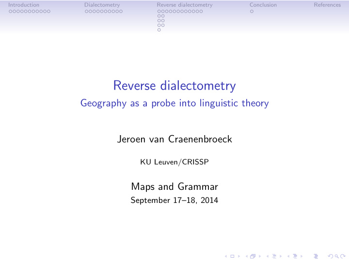 reverse dialectometry