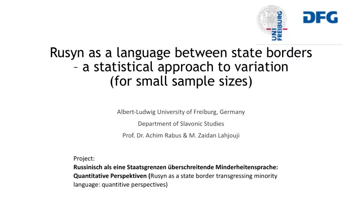 rusyn as a language between state borders a statistical