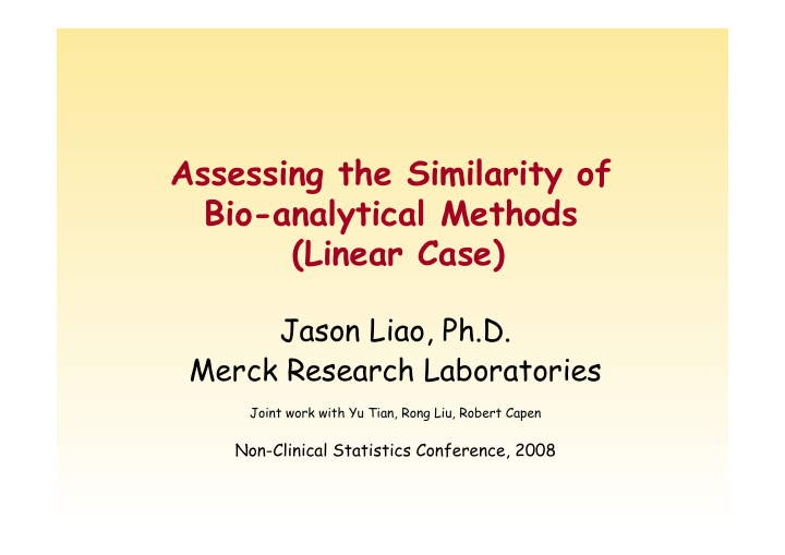 assessing the similarity of bio analytical methods linear