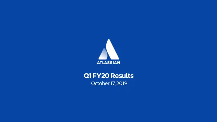 q1 fy20 results