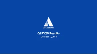 Q1 FY20 Results  October 17, 2019  Legal disclosure  This presentation contains forward-looking