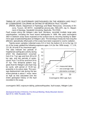 Displacement (m)  10  from 0 to 7 kyr ago and from 20 to 24  kyr ago, and two periods of quies-  8