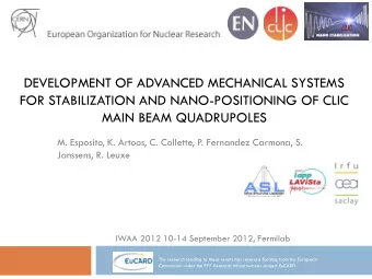 M. Esposito, K. Artoos, C. Collette, P. Fernandez Carmona, S.  Janssens, R. Leuxe  IWAA 2012 10-14