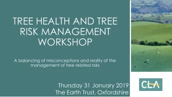 RISK MANAGEMENT  WORKSHOP  A balancing of misconceptions and reality of the  management of tree