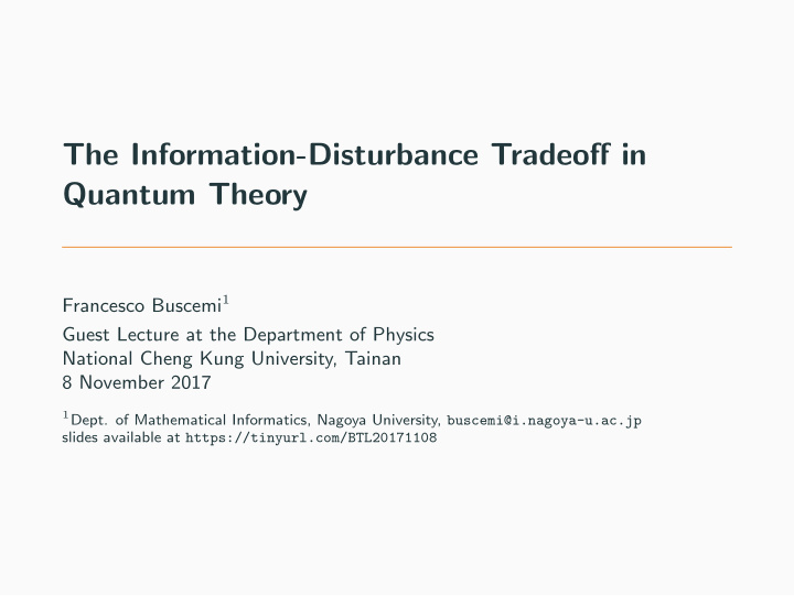 the information disturbance tradeoff in quantum theory