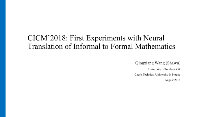 cicm 2018 first experiments with neural translation of