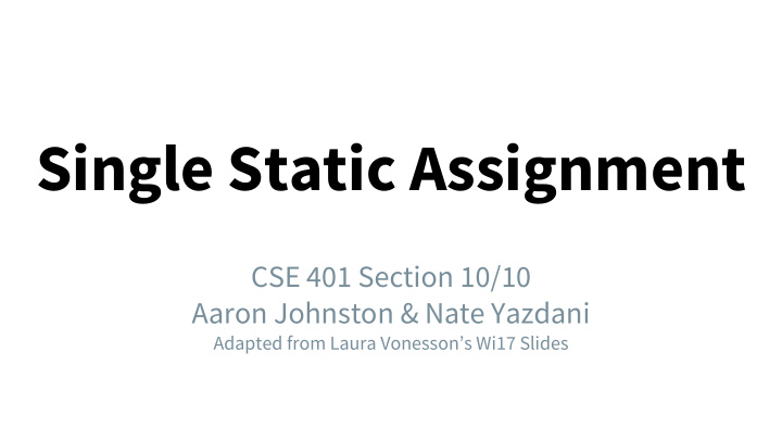 single static assignment
