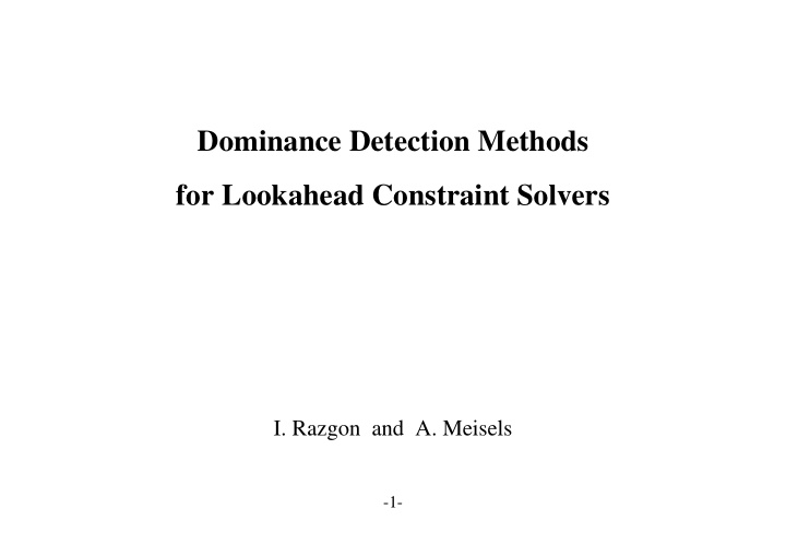 dominance detection methods for lookahead constraint