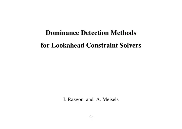 dominance detection methods for lookahead constraint