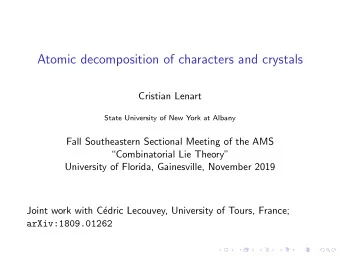 Atomic decomposition of characters and crystals  Cristian Lenart  State University of New York at
