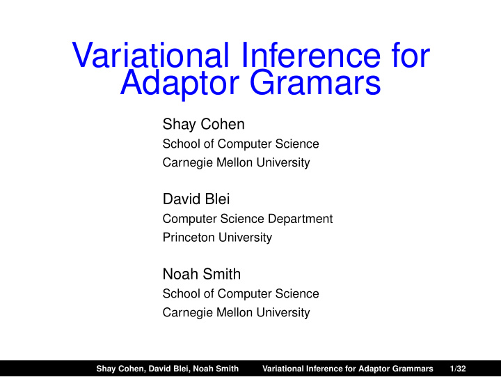 variational inference for adaptor gramars