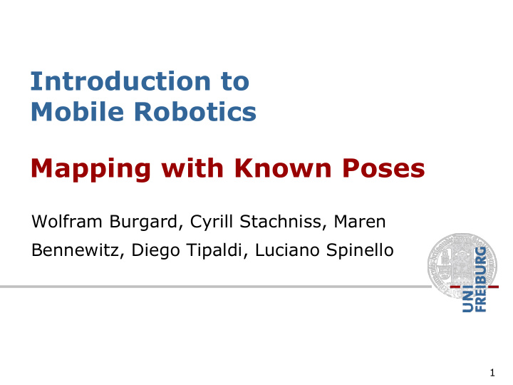 introduction to mobile robotics mapping with known poses