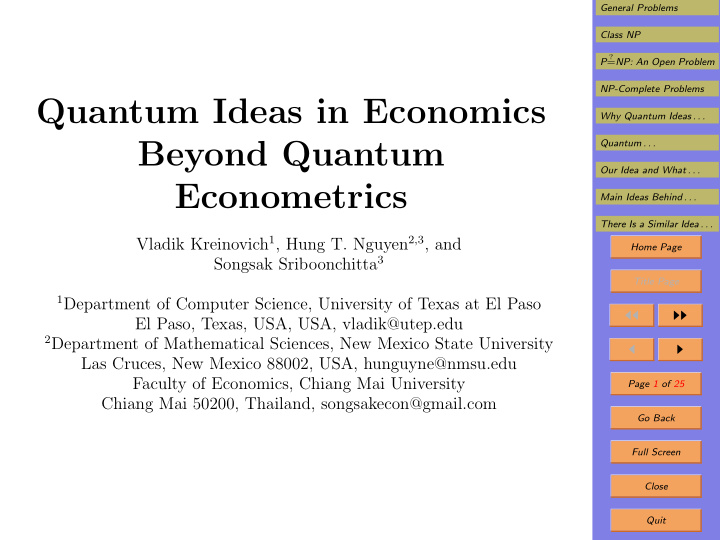 quantum ideas in economics