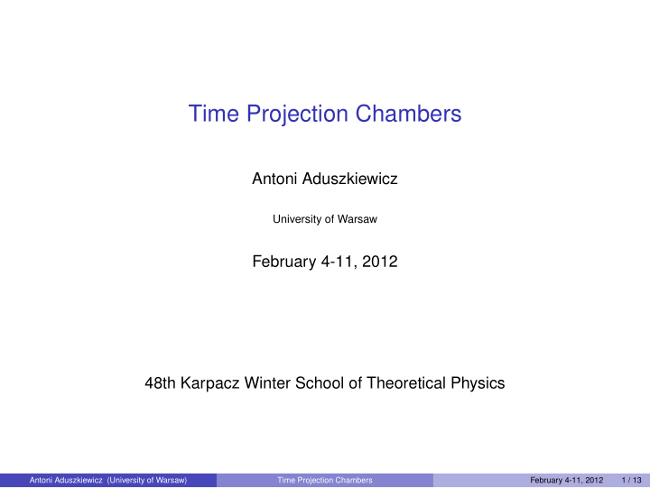 time projection chambers