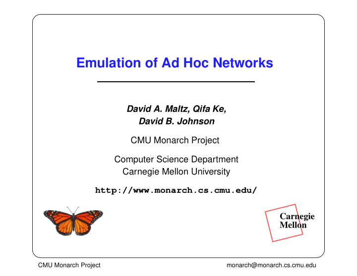 emulation of ad hoc networks