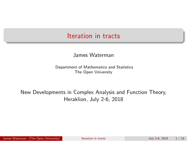 iteration in tracts