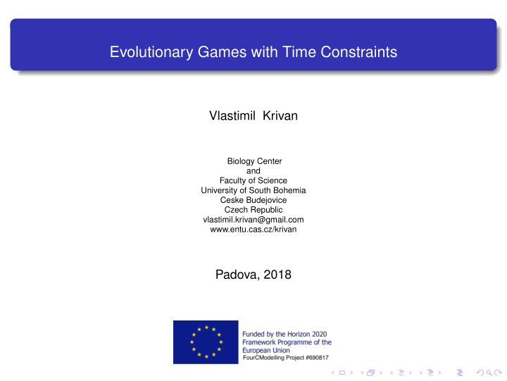 evolutionary games with time constraints