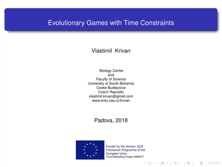 evolutionary games with time constraints
