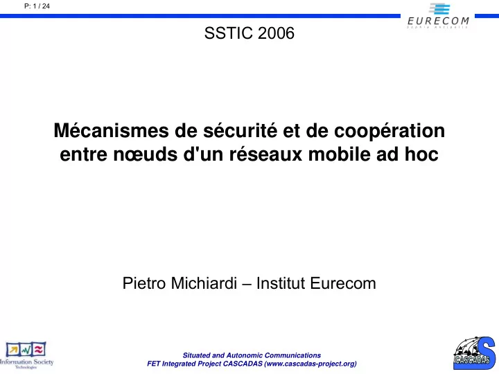 m canismes de s curit et de coop ration entre n uds d un
