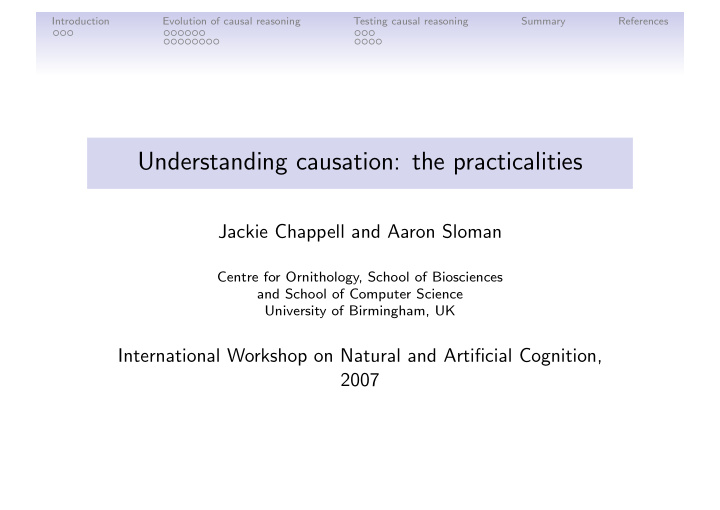 understanding causation the practicalities