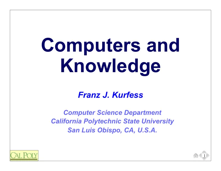 computers and knowledge