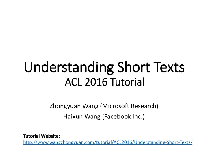 understanding short text xts