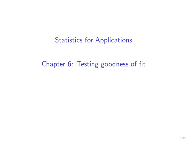 statistics for applications chapter 6 testing goodness of