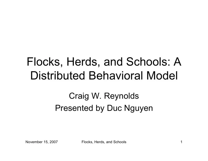 flocks herds and schools a distributed behavioral model