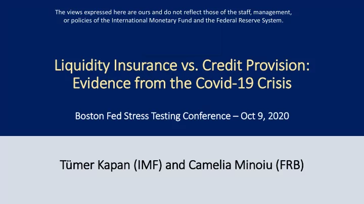 liquidity i y insuran ance v vs credit p provi vision on